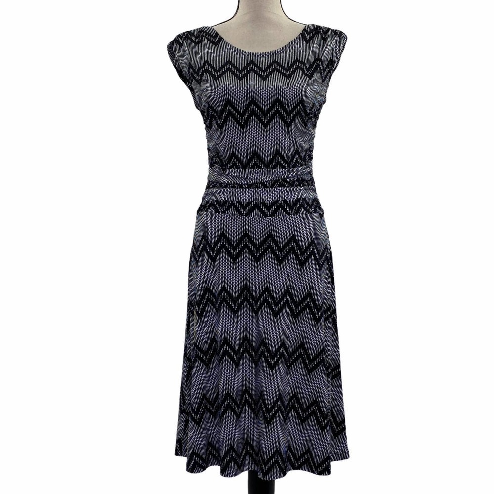 EN Focus Studio Gray Black Chevron Midi Dress 6